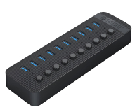 Hub USB Orico 10x USB-A 3.0 z włącznikami - czarny